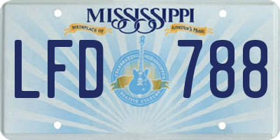 MS license plate LFD788