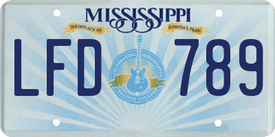MS license plate LFD789