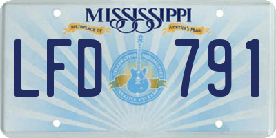 MS license plate LFD791