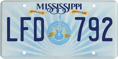 MS license plate LFD792