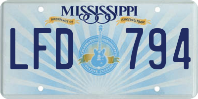 MS license plate LFD794