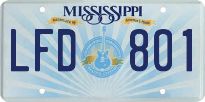 MS license plate LFD801