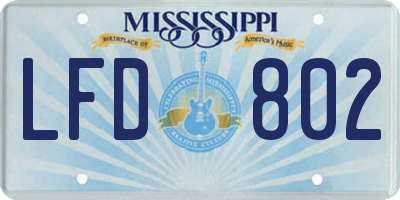 MS license plate LFD802