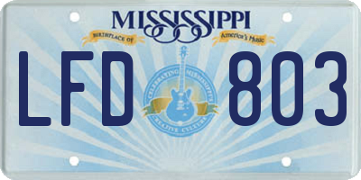 MS license plate LFD803