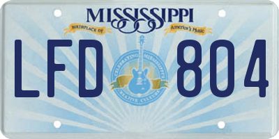 MS license plate LFD804