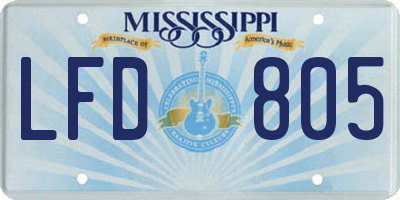 MS license plate LFD805