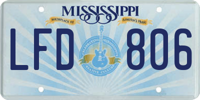 MS license plate LFD806