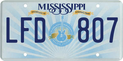 MS license plate LFD807