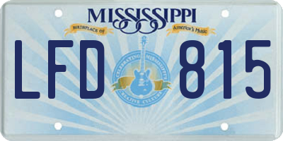 MS license plate LFD815
