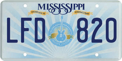 MS license plate LFD820