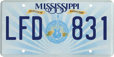 MS license plate LFD831