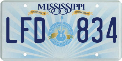 MS license plate LFD834