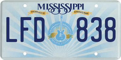 MS license plate LFD838