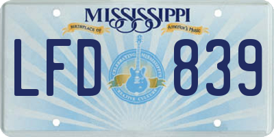 MS license plate LFD839