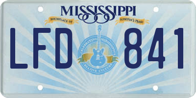 MS license plate LFD841