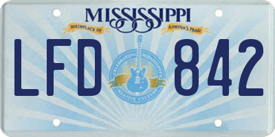 MS license plate LFD842