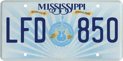 MS license plate LFD850