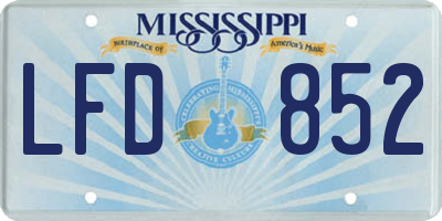 MS license plate LFD852