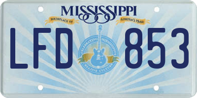 MS license plate LFD853