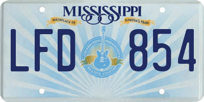 MS license plate LFD854