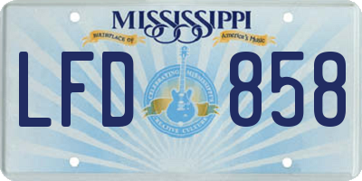 MS license plate LFD858