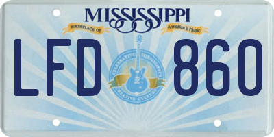 MS license plate LFD860
