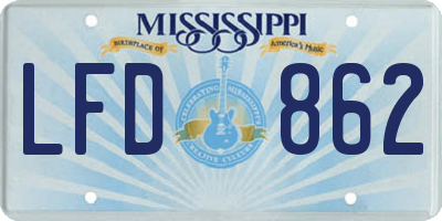 MS license plate LFD862