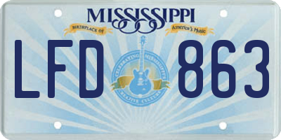 MS license plate LFD863