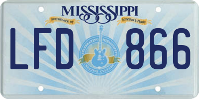 MS license plate LFD866