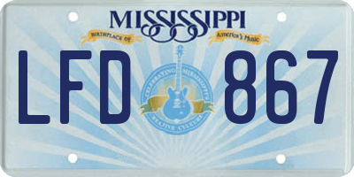 MS license plate LFD867