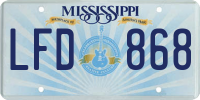 MS license plate LFD868