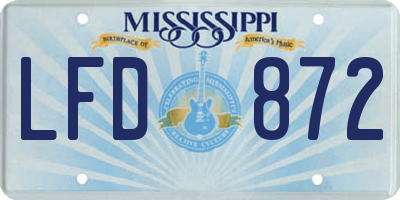MS license plate LFD872