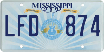 MS license plate LFD874