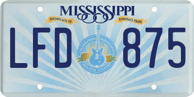 MS license plate LFD875