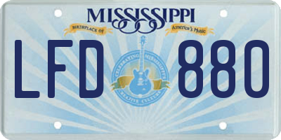 MS license plate LFD880