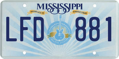 MS license plate LFD881