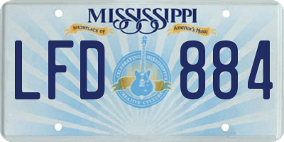 MS license plate LFD884