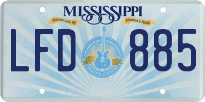 MS license plate LFD885