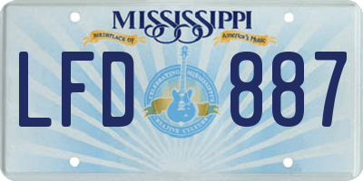 MS license plate LFD887