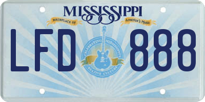 MS license plate LFD888