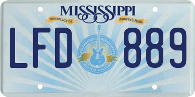 MS license plate LFD889