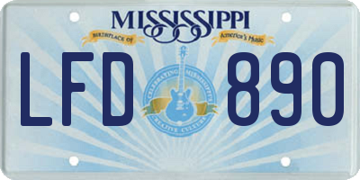 MS license plate LFD890