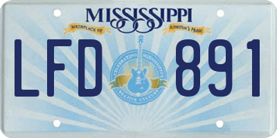 MS license plate LFD891