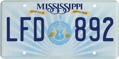 MS license plate LFD892