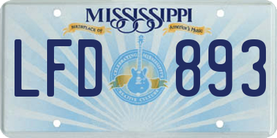 MS license plate LFD893
