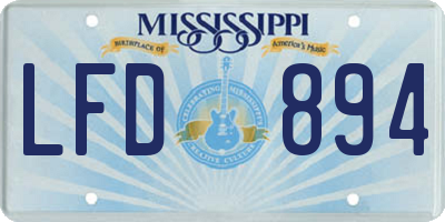MS license plate LFD894