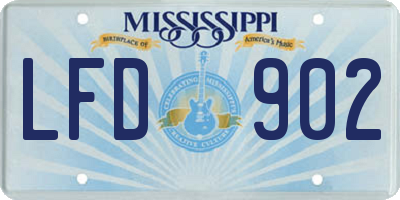 MS license plate LFD902