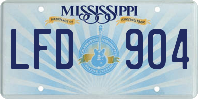 MS license plate LFD904