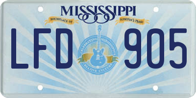 MS license plate LFD905