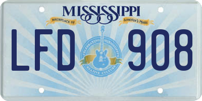 MS license plate LFD908